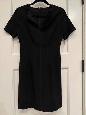 T Tahari Black Short Sleeve Fit-and-Flare Mini Dress